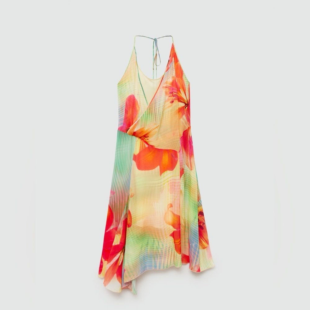 Mango printed dress with asymmetrical hem NWT - Picture 2 of 6